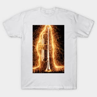 Trumpet outlined with sparks T-Shirt